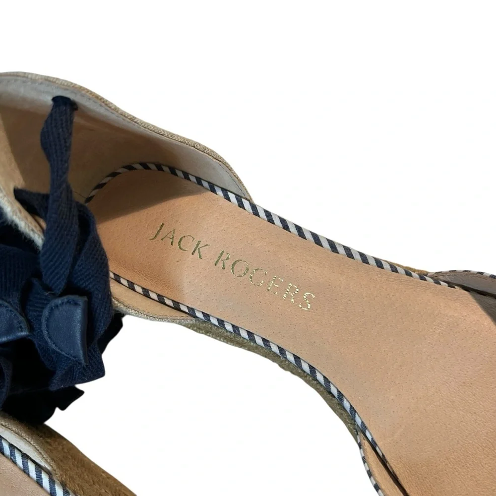 NEW Jack Rogers Espadrille Wedge Sandal Palmer Ankle Wrap Closed Toe Size 9.5